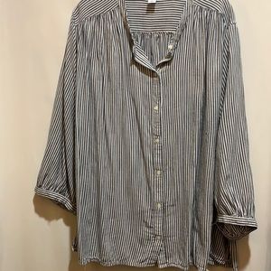 OLD NAVY POET BLOUSE SZ XXL BLACK/WHITE STRIPE